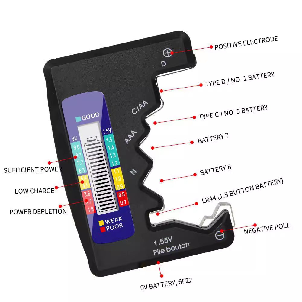 Universel digital batteritester med LCD-display