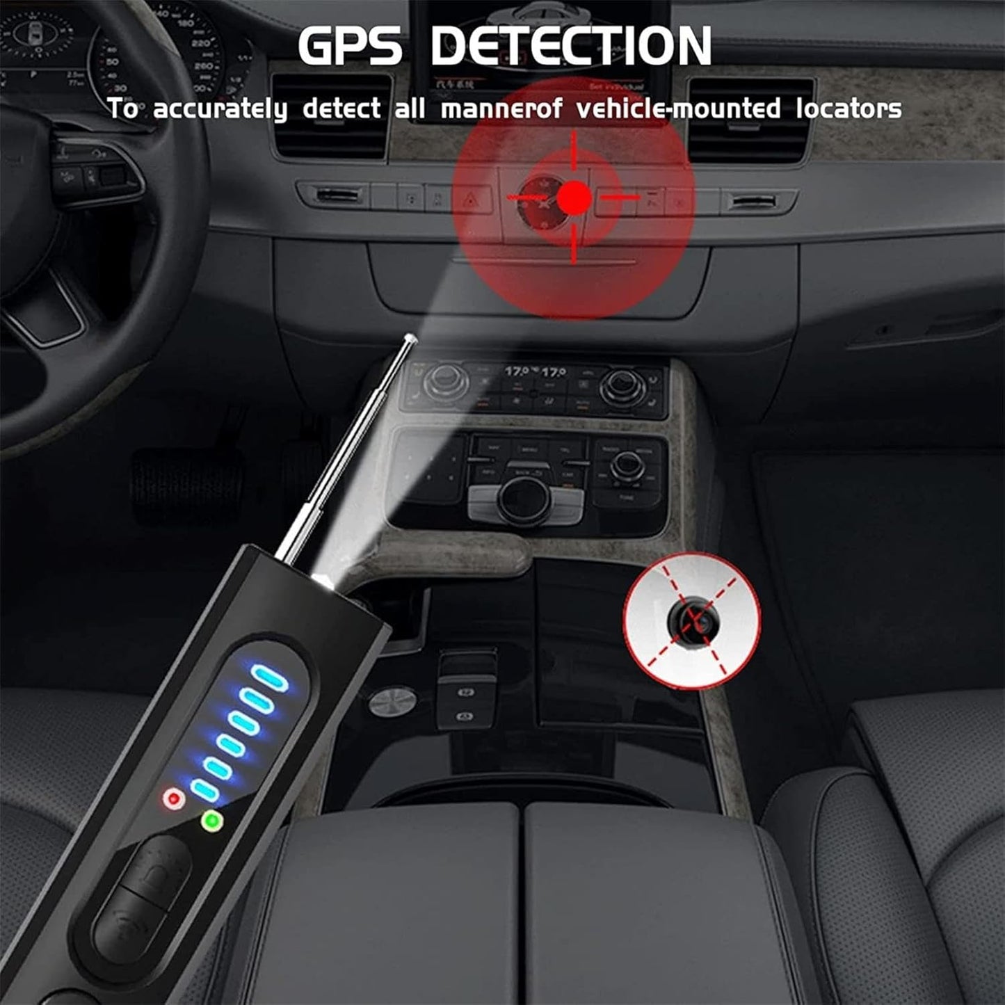 Bærbart skjult kamera- og GPS-detektor
