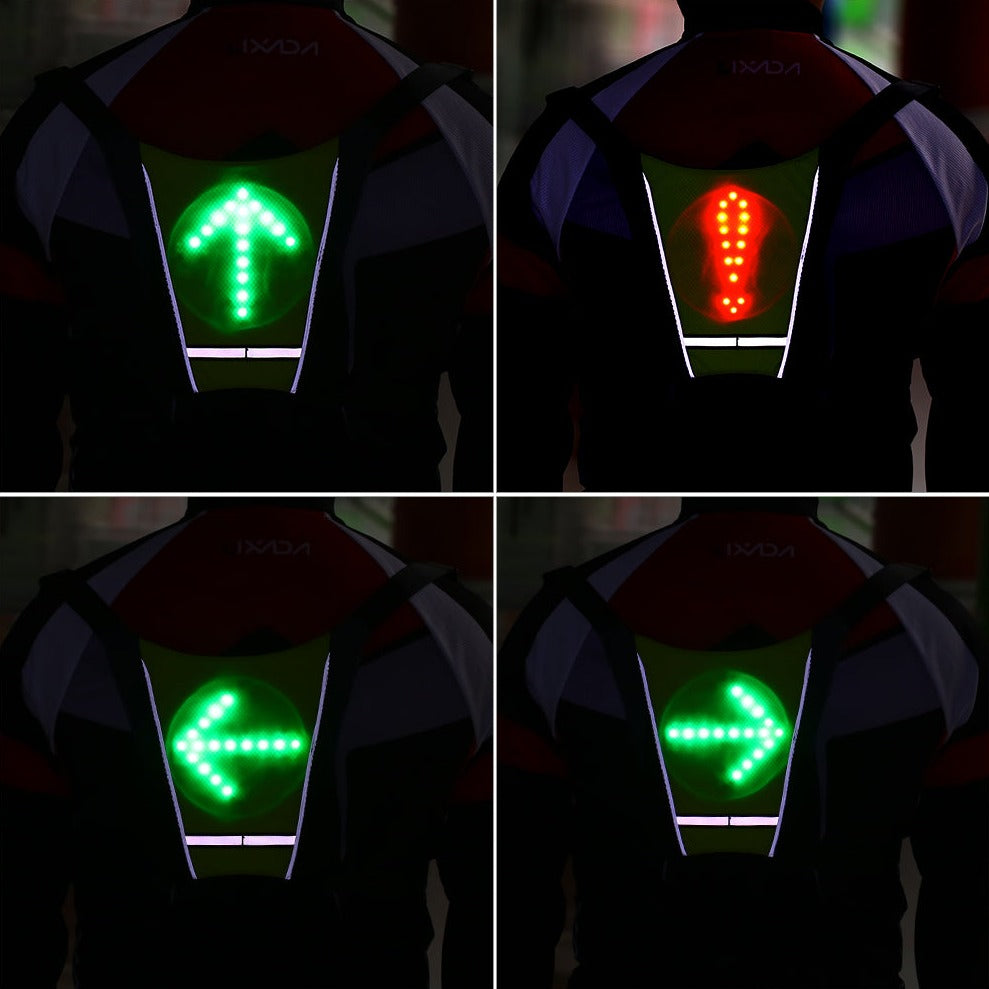 USB genopladelig reflekterende LED-vest rygsæk
