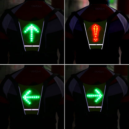 USB genopladelig reflekterende LED-vest rygsæk