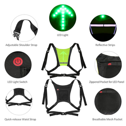 USB genopladelig reflekterende LED-vest rygsæk